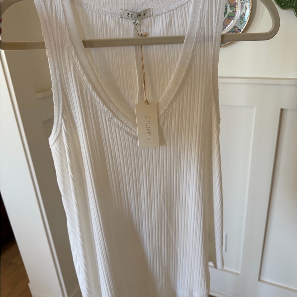 Z Supply Ivory Ribbed Sleeveless Top